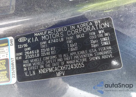 2017 Kia Sportage Lx from USA, damaged, VIN KNDPMCACXH7243055